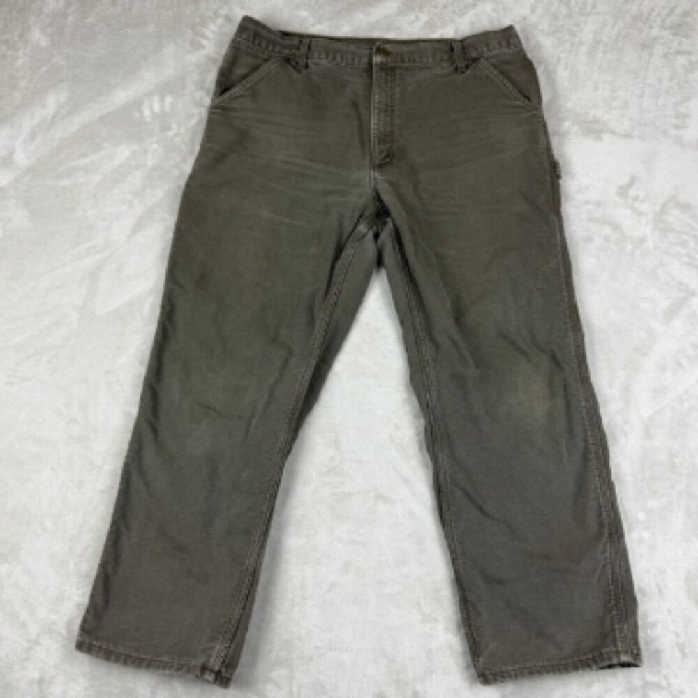 VTG Carhartt Carpenter Pants Men Fits 36x28.5 Flannel Lined Big Logo B111 USA